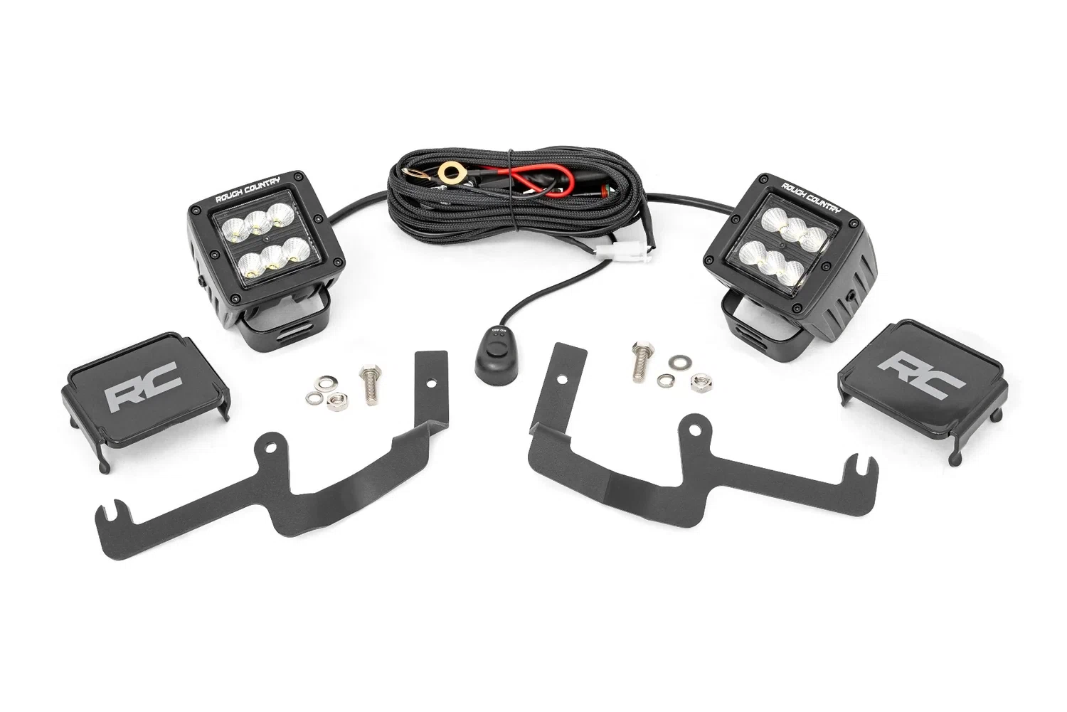 Fits Chevy Silverado 1500 (19-24) LED Light Kit Ditch Mount 2_ Black Pair 70842